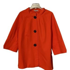 ETAM COAT COTTON TEXTURED SOFT ALINE SWING ORANGE RED SIZE UK 10 / 8 US